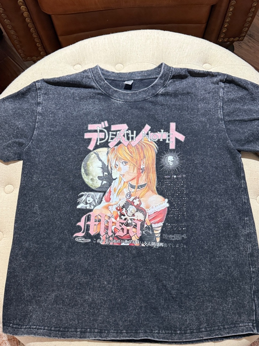 Death Note Misa Graphic Tee - Black with Pink & Orange Art